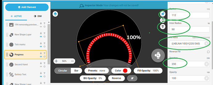 BATTERY PROGRESS ARC 220 DEGREES