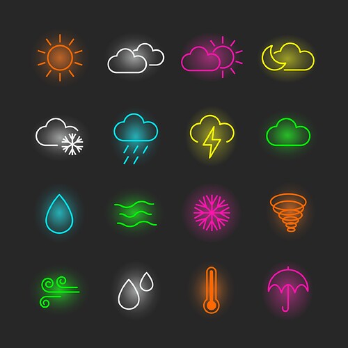weather-neon-icon-set-vector